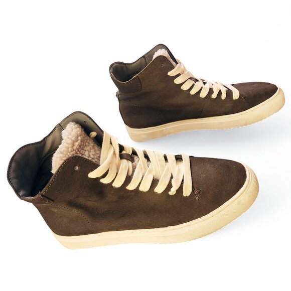 Sam Edelman Pence Faux Fur-Trim Suede High-Top Sneakers Size 8.5 - Picture 5 of 11